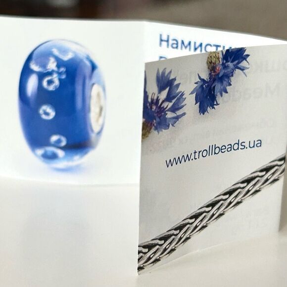 TROLLBEADS Ukraine Diamond Blue Cornflower Meadow #2 LAA 925S NEW! w Certificate - Picture 11 of 11